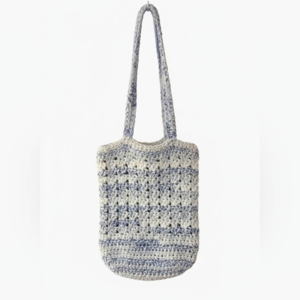 Handcrafted Blue and White Crochet Cottagecore Bag